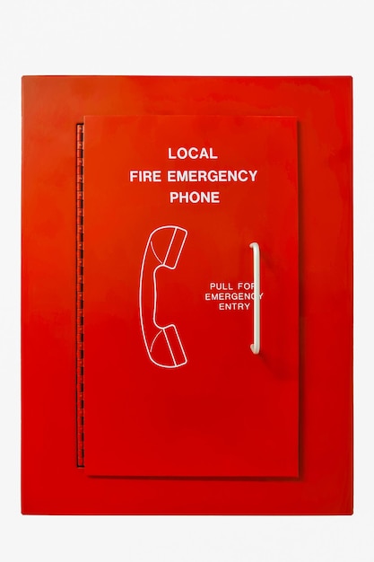 Photo boîte rouge isolée de téléphone d'urgence incendie téléphone alarme incendie