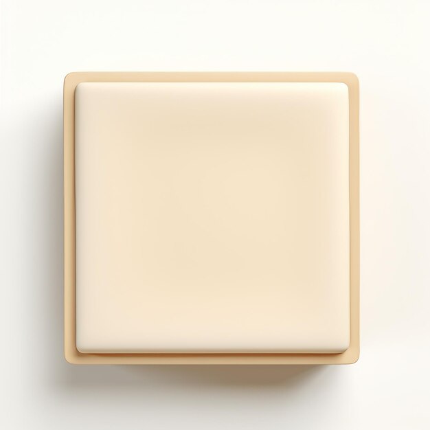 Boîte à savon beige en 3D sur fond blanc