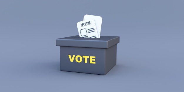 boîte de vote sur fond noir rendu en 3D