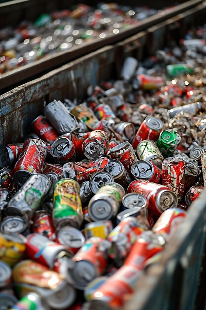 Boîtes d'aluminium recyclées dans des récipients métalliques