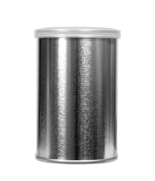 Boîtes d'argent avec couvercle en plastique isolé sur fond blanc