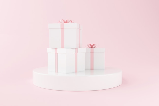 Boîtes-cadeaux 3D, concept de Saint-Valentin.