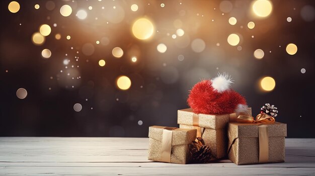 Boîtes de cadeaux ou de cadeaux de Noël Chapeau de Noël et décorations de vacances en bois