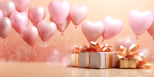 boîtes à cadeaux festives en forme de cœur ballons avec espace pour le texte concept de vente de la Saint-Valentin
