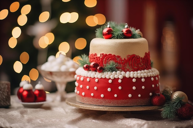 Photo boîtes à cadeaux et pins décoratifs décorez les étoiles sur l'arbre noël ia génératrice