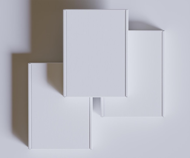 Des boîtes de carton blanches cadeau illustration de rendu 3D