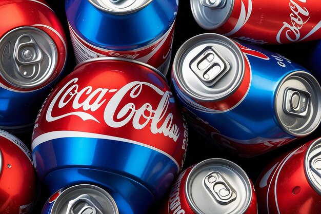 Photo les boîtes de coca-cola et de pepsi isolées sur blanc