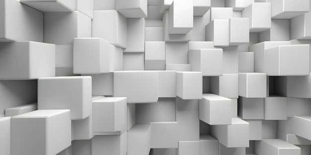 boîtes de cube carrées blanches décalées à deux niveaux bloc fond papier peint bannière