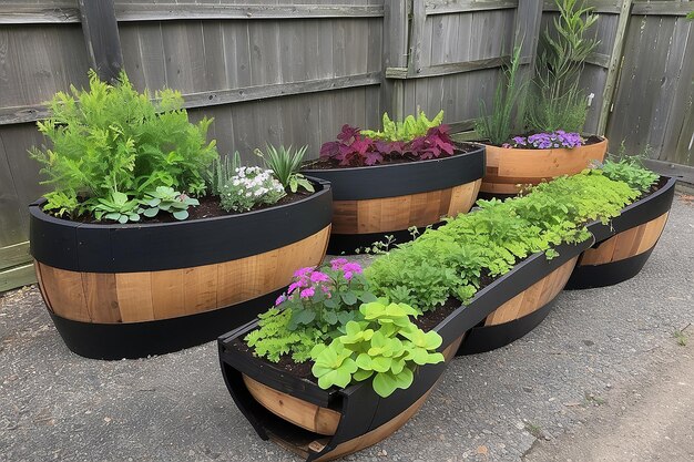 Boîtes de plantation en baril de vin recyclées