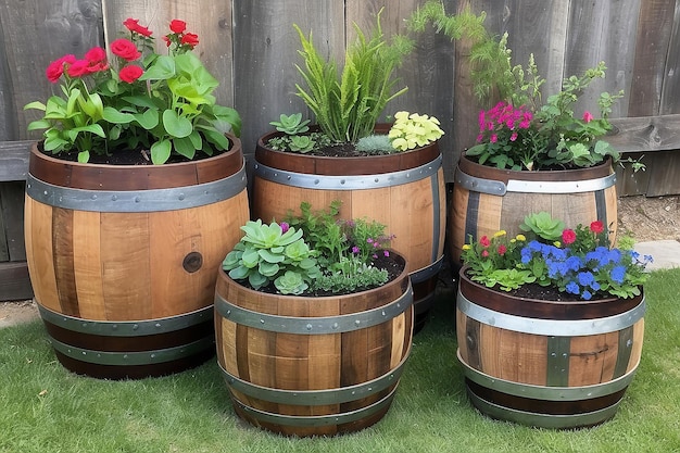 Boîtes de plantation en baril de vin recyclées