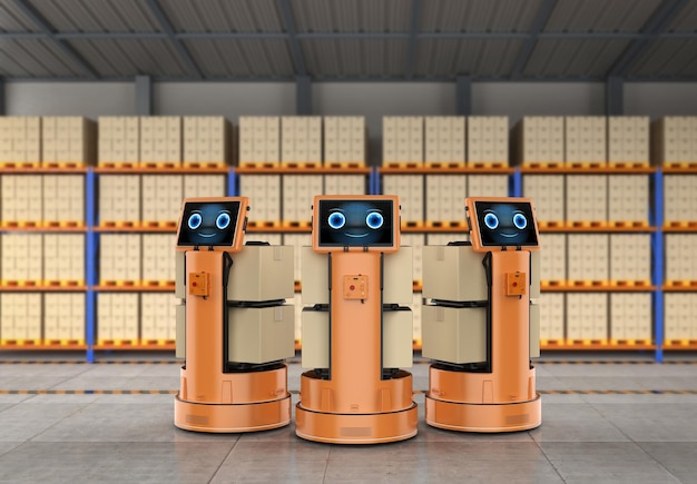 Boîtes de transport de robot d'entrepôt ou d'assistant robotique