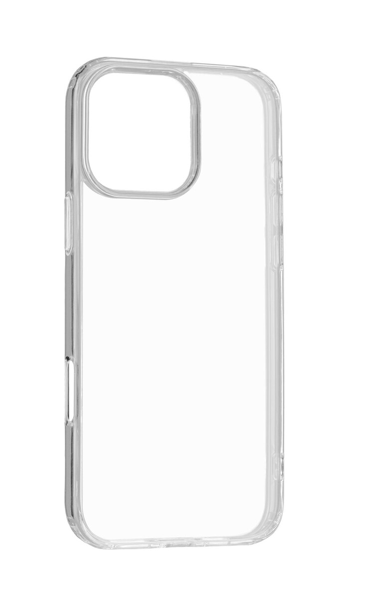 Photo boîtier en silicone transparent pour le dernier modèle de téléphone sur fond blanc isolé