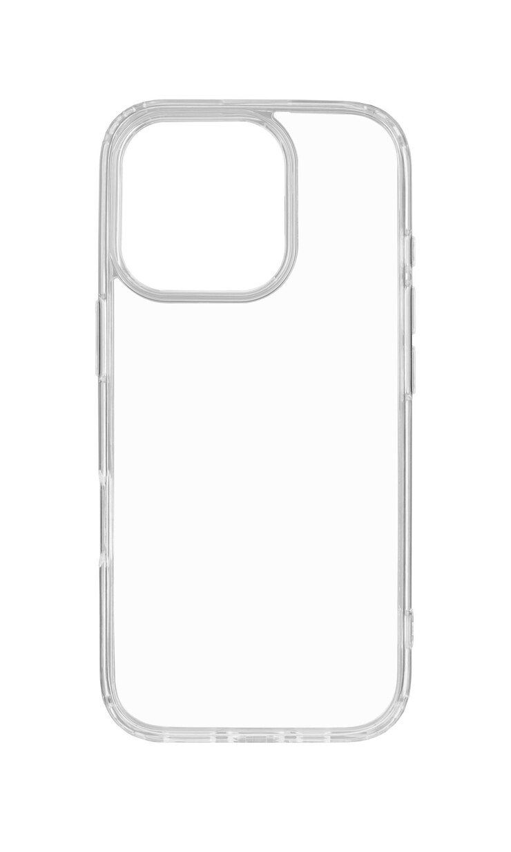 Photo boîtier en silicone transparent pour le dernier modèle de téléphone sur fond blanc isolé