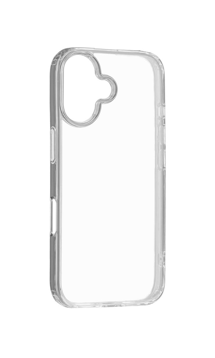 Photo boîtier en silicone transparent pour le dernier modèle de téléphone sur fond blanc isolé