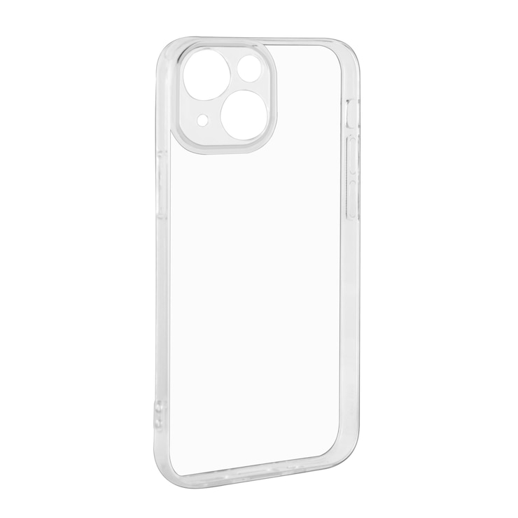 Photo boîtier de téléphone en silicone transparent isolé sur fond blanc