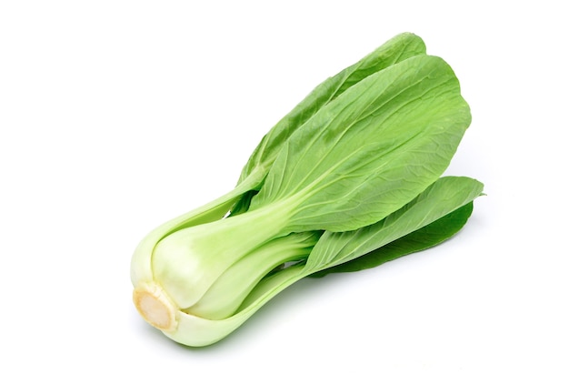 Bok Choy avec des gouttes d'eau isolé sur blanc