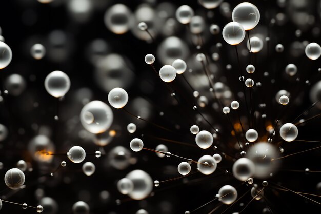 Le bokeh blanc lumineux de la tombée de la nuit sur un fond noir