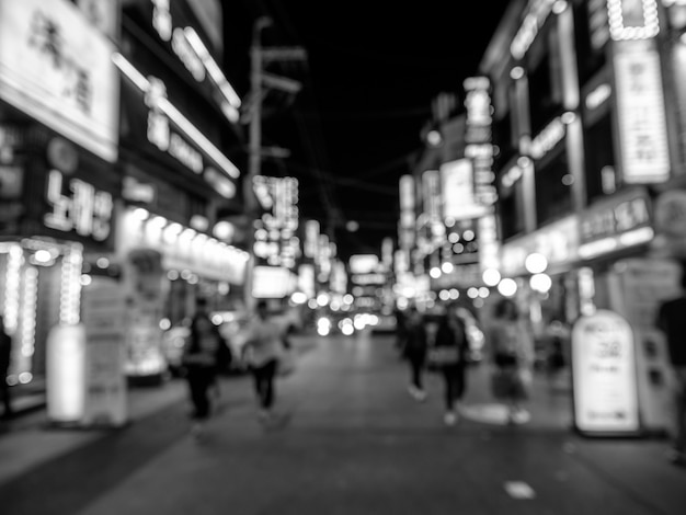 Bokeh Noir Et Blanc Dans La Rue De Séoul