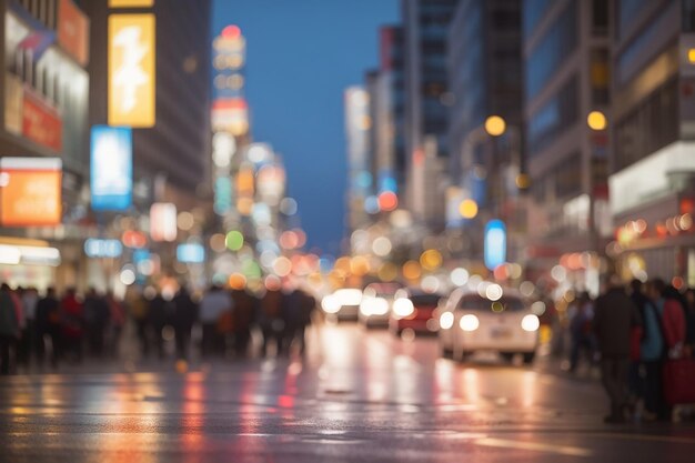 Bokeh de rue animée de la ville