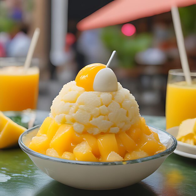 Photo un bol d'ananas avec un bol dananas sur la table