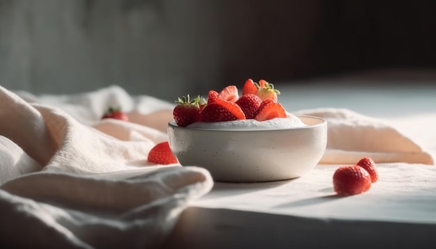 Bol de baies fraîches collation de dessert gastronomique saine générée par l'IA