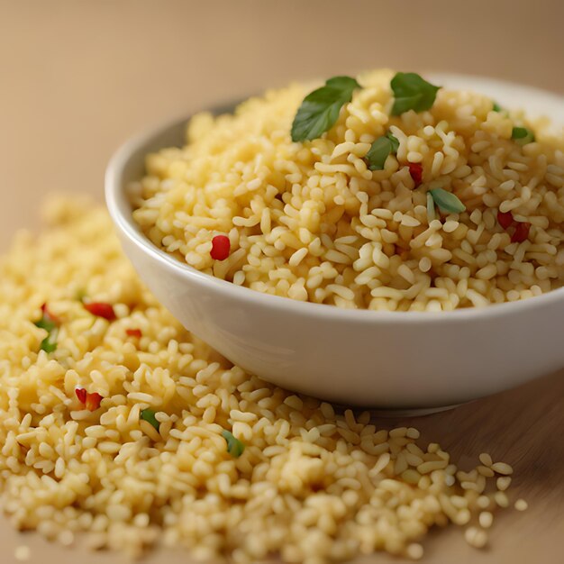 Photo un bol blanc avec du riz et un petit bol de riz