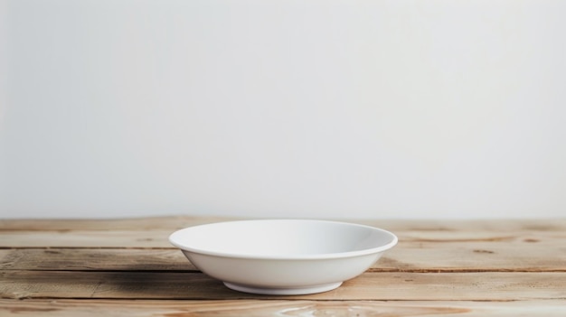 Un bol blanc sur une table en bois