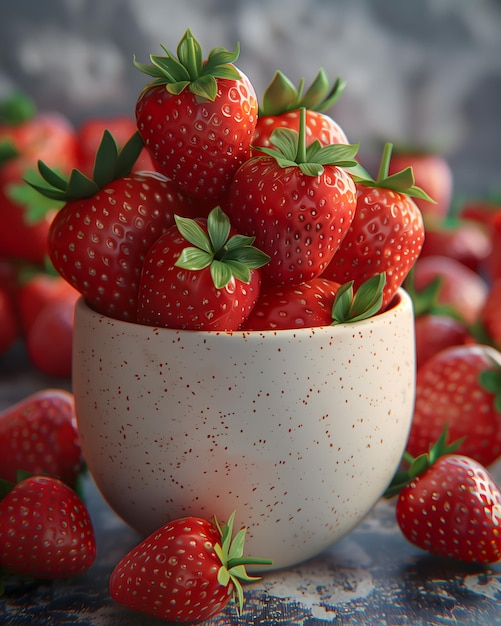un bol blanc avec un tas de fraises dedans