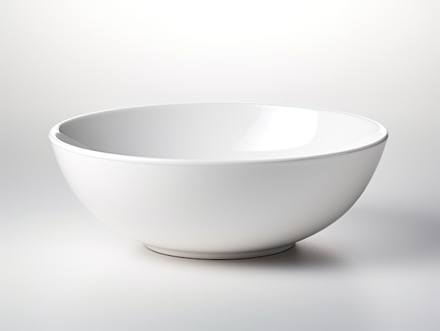 Bol blanc vide isolé objet unique de bol à salade avec gros plan tourné dans de la vaisselle blanche