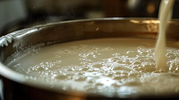 Un bol en bois rempli de liquide sur la table