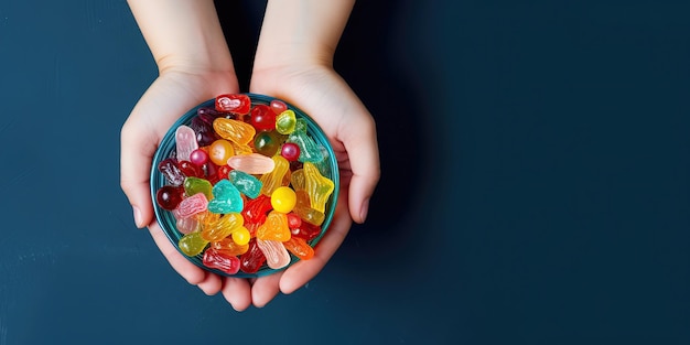 Un bol de bonbons à tenir