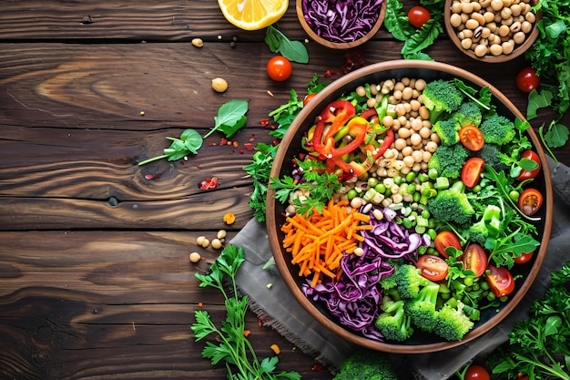 Un bol de Bouddha avec des légumes et des légumineuses