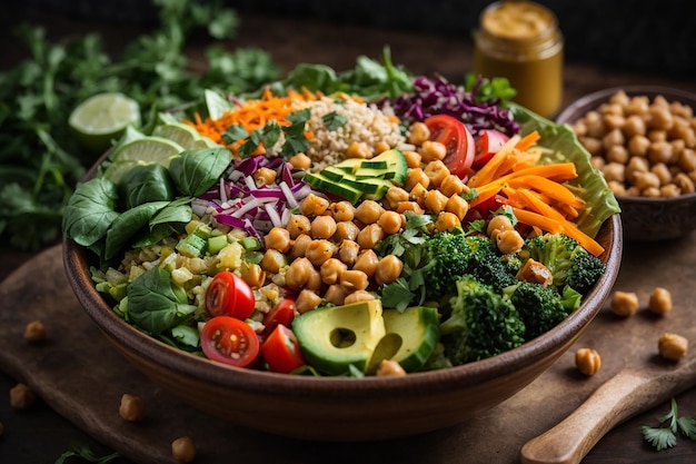 bol de Bouddha végétarien avec salade de légumes frais et pois chiches