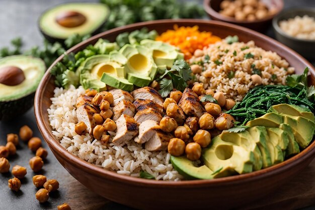 bol de Bouddha végétarien avec salade de légumes frais et pois chiches