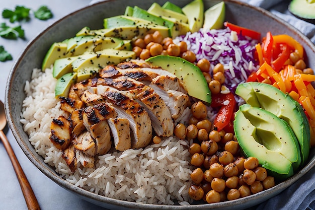 bol de Bouddha végétarien avec salade de légumes frais et pois chiches