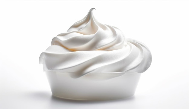 un bol de chantilly avec une crème blanche dedans.