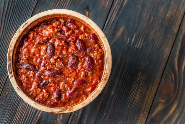 Bol de chili con carne