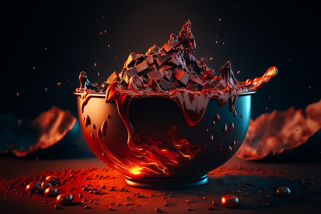 Un bol de chocolat chaud fondu