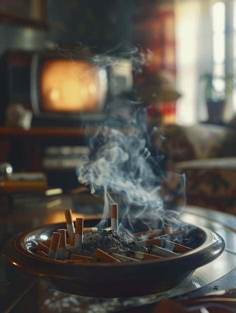 un bol de cigarettes avec le mot " fumer " dessus