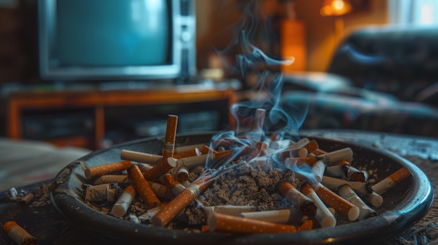 un bol de cigarettes avec les mots " cigarettes " sur lui