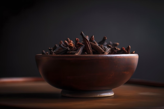 Un bol de clous de girofle d'anis sur une table