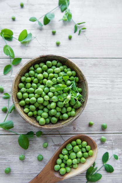 Bol avec cosses de pois de senteur