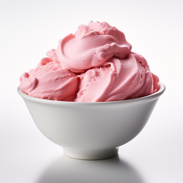 un bol de crème glacée rose