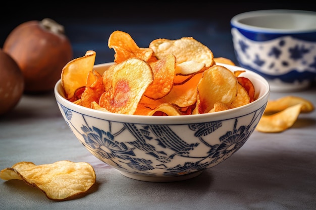 Bol de croustilles chaudes et croustillantes parfaites pour le goûter