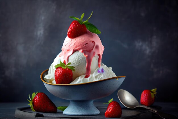 Bol à dessert avec indulgence au chocolat aux fruits frais AI générative