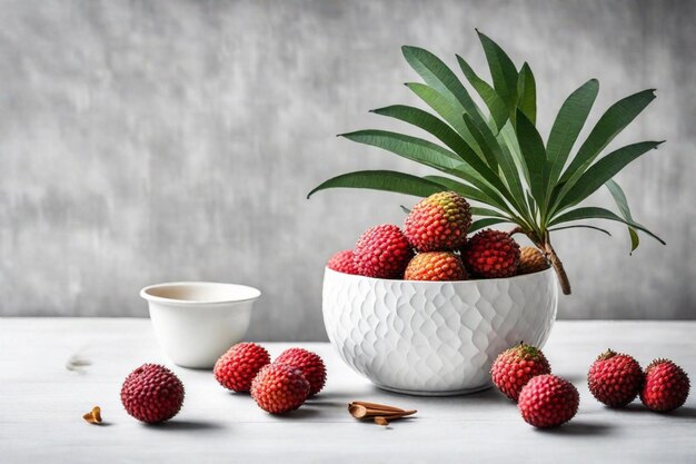 Photo un bol de framboise à côté d'un bol de café