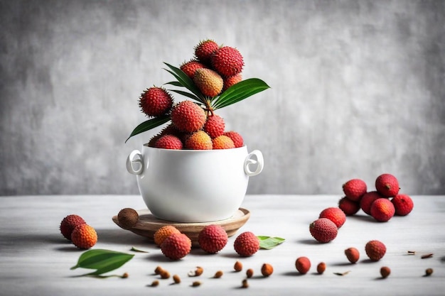 un bol de framboises et de baies est assis sur une table