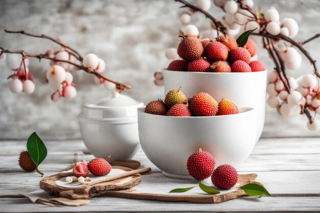 Photo un bol de framboises et un bol de baies sur une table