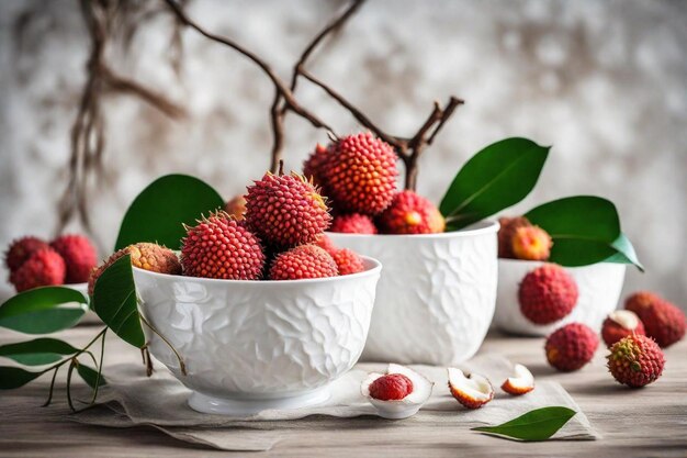 Photo un bol de framboises et un bol de fraises