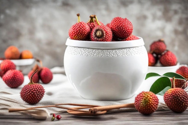 un bol de framboises et de fraises avec des feuilles sur une table